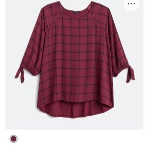 Women's Burgundy Plaid Top